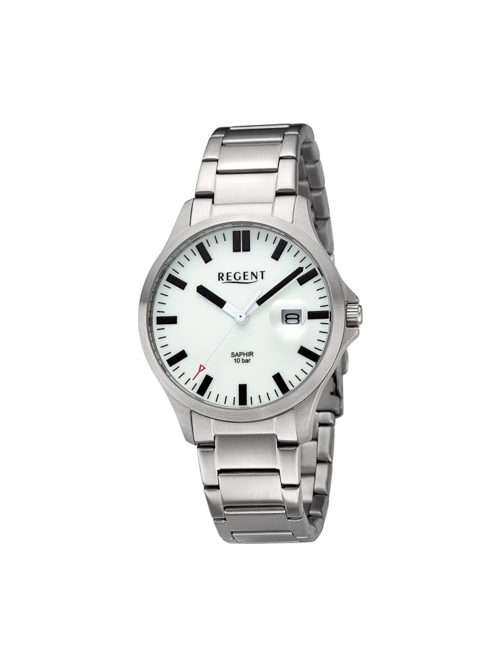 Крупные серебристые аналоговые наручные часы (около 40 мм) с металлическим браслетом Regent
Крупные серебристые аналоговые наручные часы (около 40 мм) с металлическим браслетом Regent