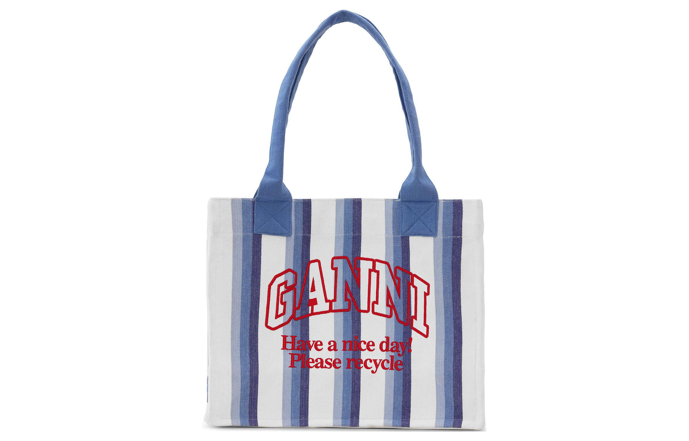 GANNI Большая полосатая холщовая сумка-шопер
GANNI Большая полосатая холщовая сумка-шопер