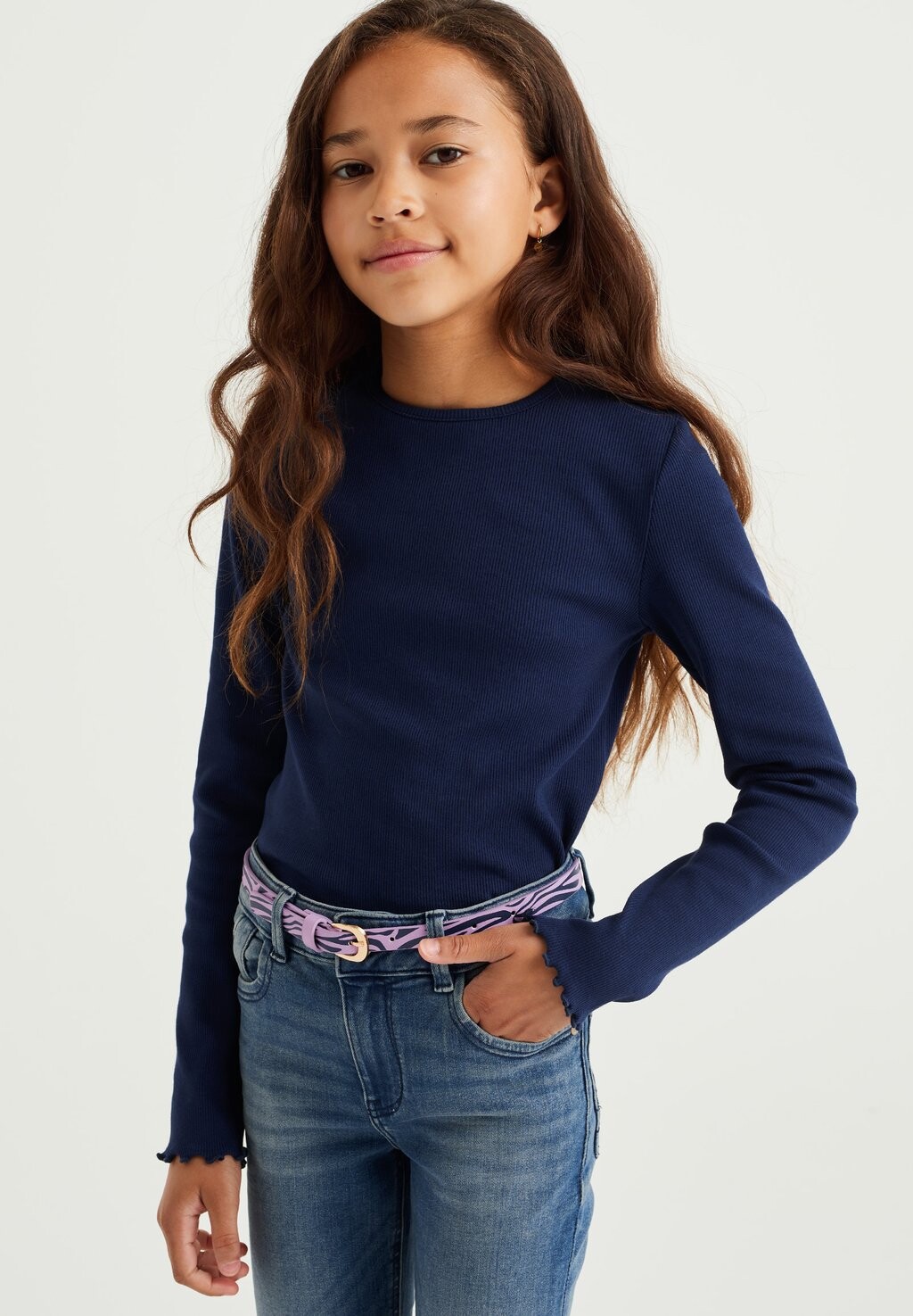 Футболка с длинным рукавом WE Fashion, синяя 
Футболка с длинным рукавом WE Fashion, синяя