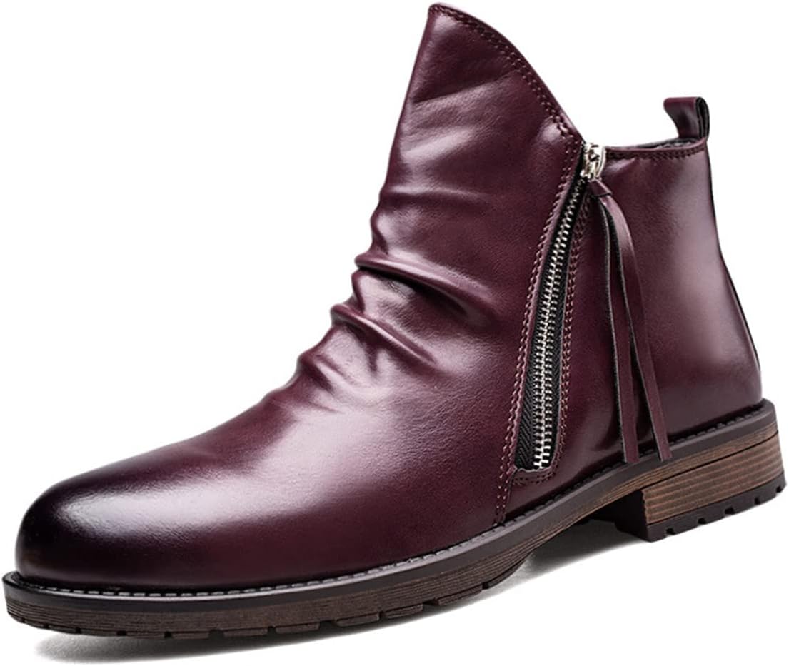 Мужские плиссированные ботильоны «челси» Hopomart, ботинки на платформе с двойной молнией и противоскользящим покрытием, модные кожаные ботинки для верховой езды, красный
Мужские плиссированные ботильоны «челси» Hopomart, ботинки на платформе с двойной молнией и противоскользящим покрытием, модные кожаные ботинки для верховой езды, красный