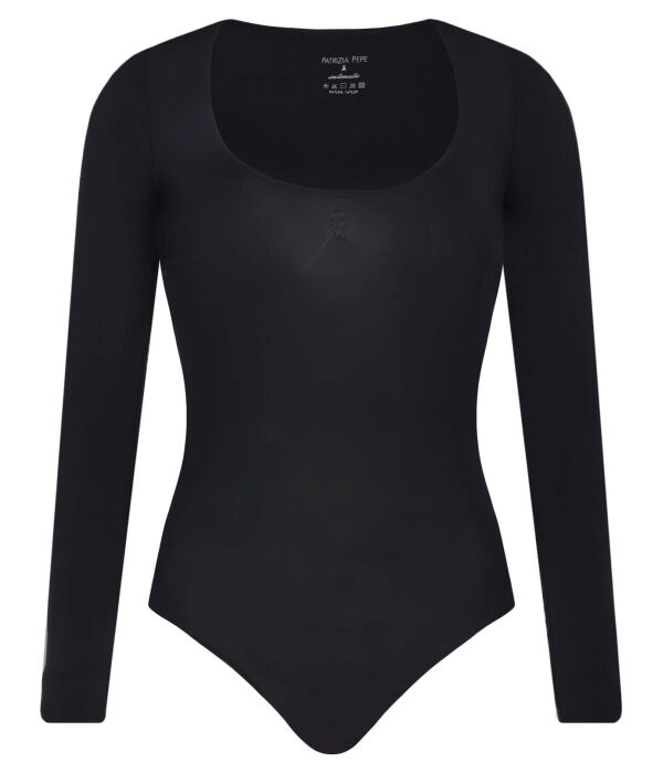 Боди женское Patrizia Pepe облегающего кроя с длинным рукавом, черный 
Боди женское Patrizia Pepe облегающего кроя с длинным рукавом, черный