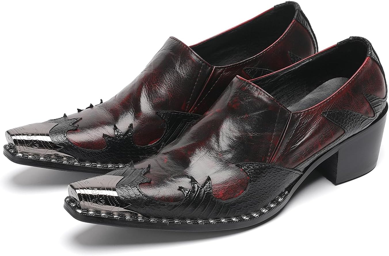 Мужские туфли-слипоны, повседневные лоферы с металлическим заостренным носком, каблук-блок, двухцветная кожа, стиль вестерн, для офиса, вечеринок и баров Santimon, красный
Мужские туфли-слипоны, повседневные лоферы с металлическим заостренным носком, каблук-блок, двухцветная кожа, стиль вестерн, для офиса, вечеринок и баров Santimon, красный