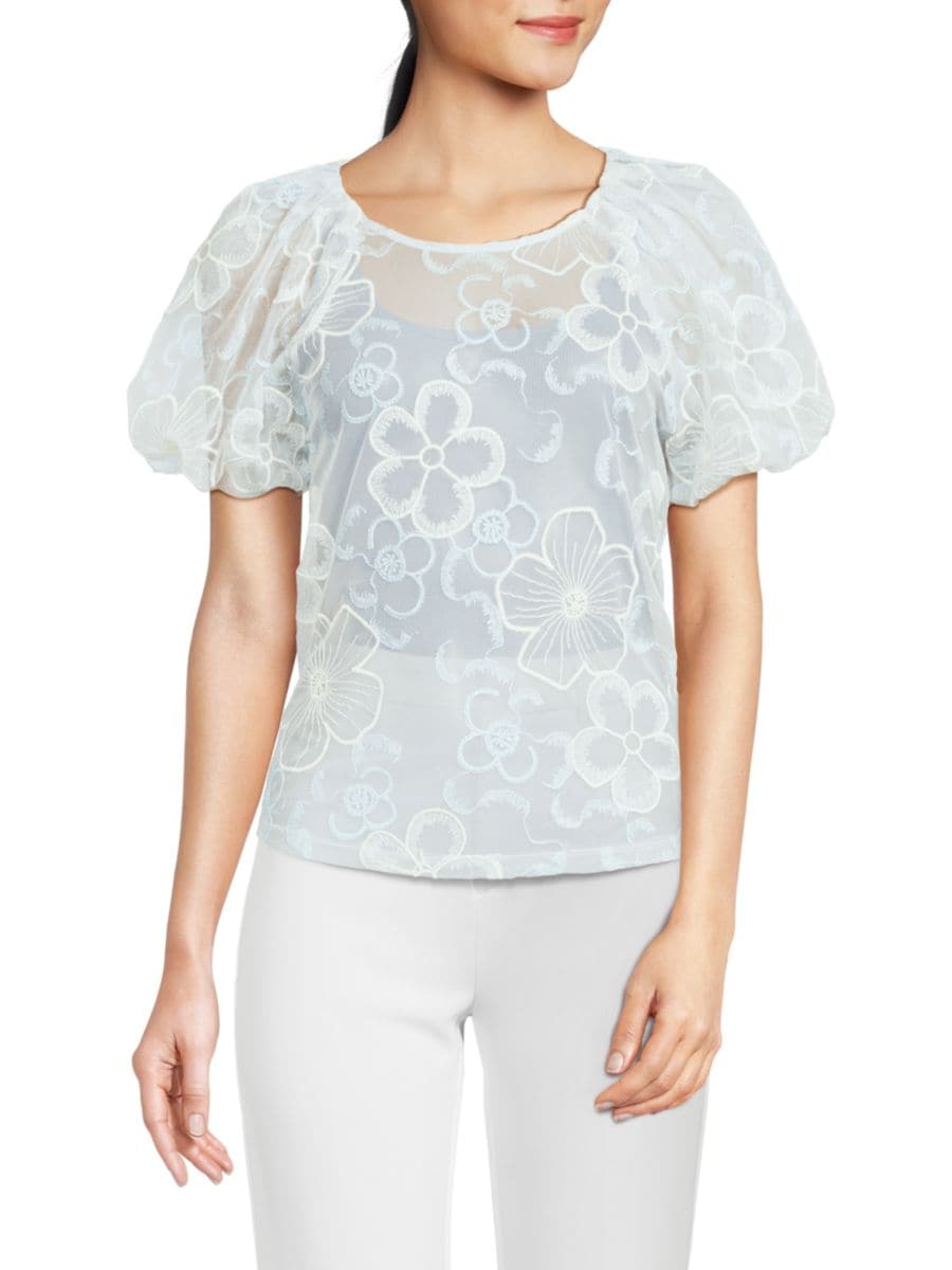 Топ с вышитыми сетчатыми рукавами-буфами Laundry by Shelli Segal, цвет Baby Blue
Топ с вышитыми сетчатыми рукавами-буфами Laundry by Shelli Segal, цвет Baby Blue