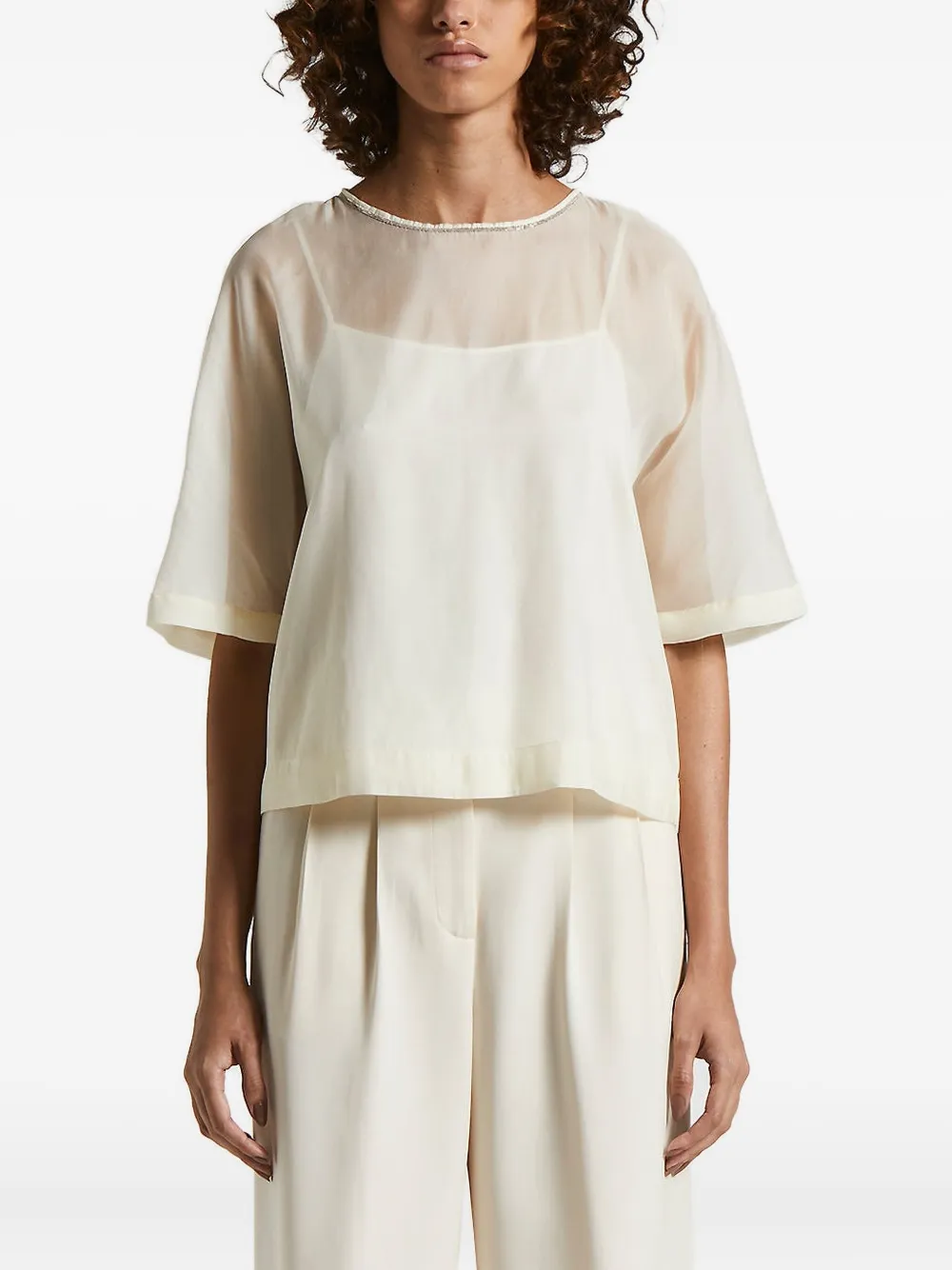 Футболка с полупрозрачным эффектом и рукавом четверть Peserico, нейтральный
Футболка с полупрозрачным эффектом и рукавом четверть Peserico, нейтральный