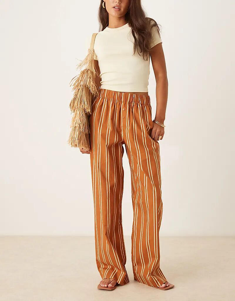 Широкие поплиновые брюки-боксеры AWARE в полоску карамельного и кремового цветов
Широкие поплиновые брюки-боксеры AWARE в полоску карамельного и кремового цветов