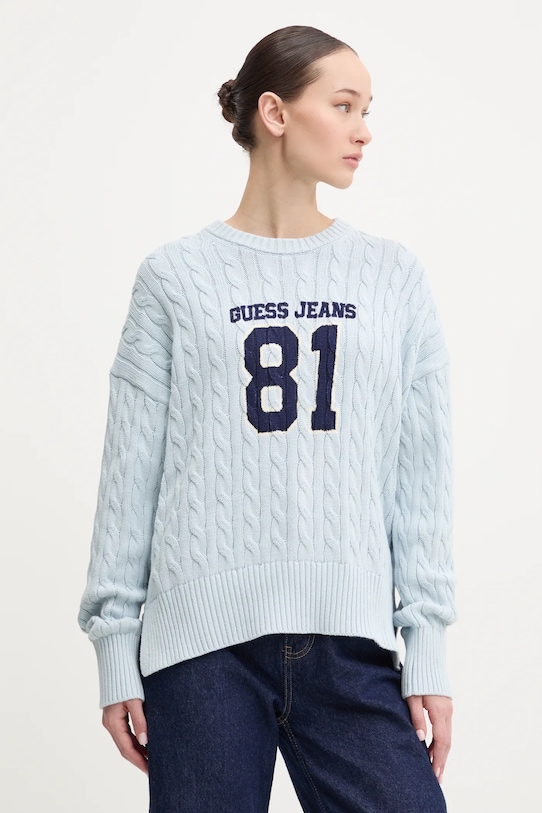 Хлопковый свитер Guess Jeans, синий 
Хлопковый свитер Guess Jeans, синий
