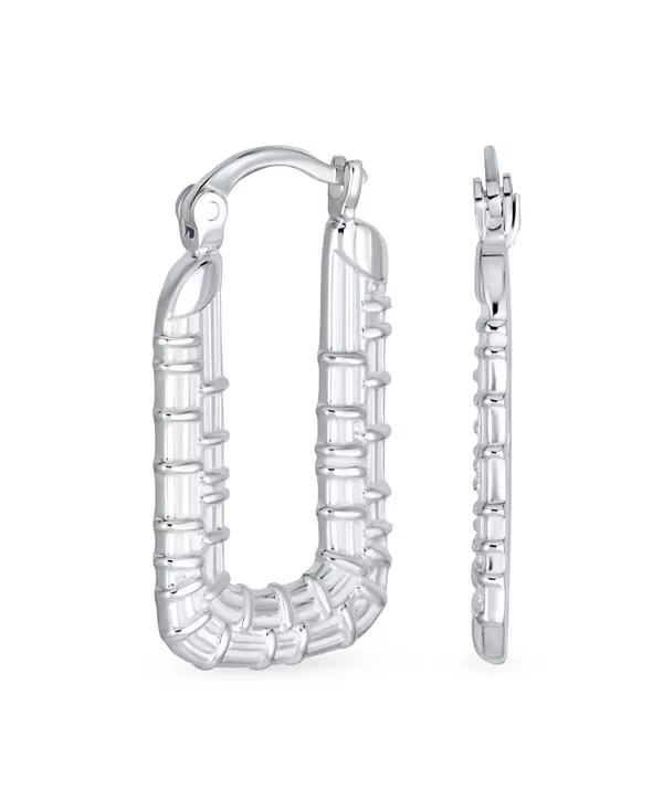 Легкие большие прямоугольные серьги-кольца из бамбука в стиле бохо, матовое стерлинговое серебро, диаметр 1 дюйм Bling Jewelry, silver
Легкие большие прямоугольные серьги-кольца из бамбука в стиле бохо, матовое стерлинговое серебро, диаметр 1 дюйм Bling Jewelry, silver