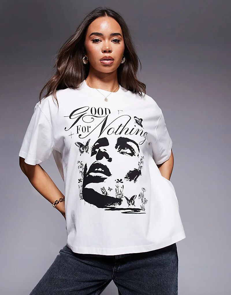 Футболка оверсайз с графическим принтом Good For Nothing белого цвета
Футболка оверсайз с графическим принтом Good For Nothing белого цвета