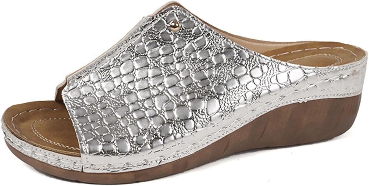 Женские сандалии на танкетке, летние элегантные, удобные для прогулок, с ортопедической поддержкой свода, шлепанцы с низким каблуком, платформой, легкие повседневные сандалии с амортизирующей подошвой Generic, серебро
Женские сандалии на танкетке, летние элегантные, удобные для прогулок, с ортопедической поддержкой свода, шлепанцы с низким каблуком, платформой, легкие повседневные сандалии с амортизирующей подошвой Generic, серебро