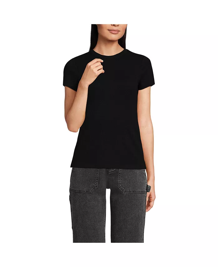 Женская облегающая мини-футболка с драпировкой и короткими рукавами Lands' End, черный
Женская облегающая мини-футболка с драпировкой и короткими рукавами Lands' End, черный