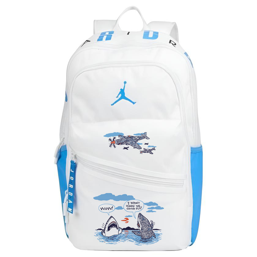Jordan Полиэстеровый рюкзак с термопереносом сине-белый унисекс, Plane Shark
Jordan Полиэстеровый рюкзак с термопереносом сине-белый унисекс, Plane Shark
