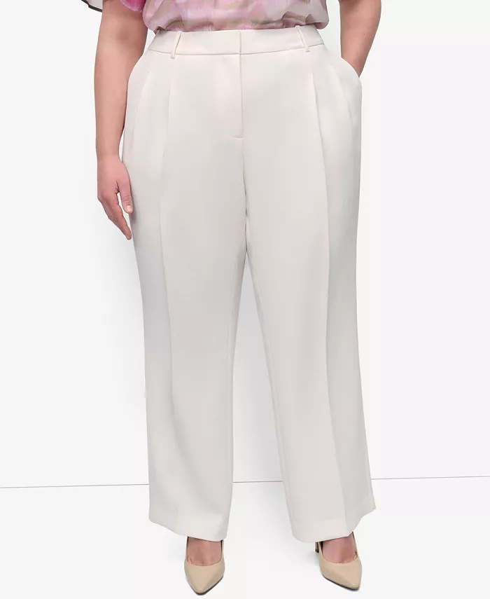 Широкие брюки Aero Crepe с высокой талией и широкими штанинами больших размеров DKNY, белый
Широкие брюки Aero Crepe с высокой талией и широкими штанинами больших размеров DKNY, белый
