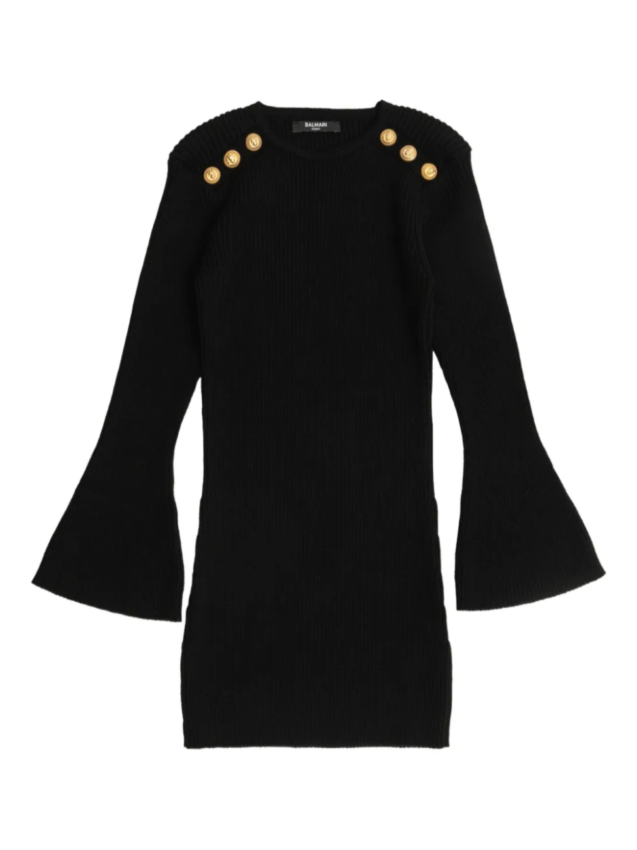 Платье Balmain Kids с тиснеными пуговицами и расклешенными рукавами, черный
Платье Balmain Kids с тиснеными пуговицами и расклешенными рукавами, черный