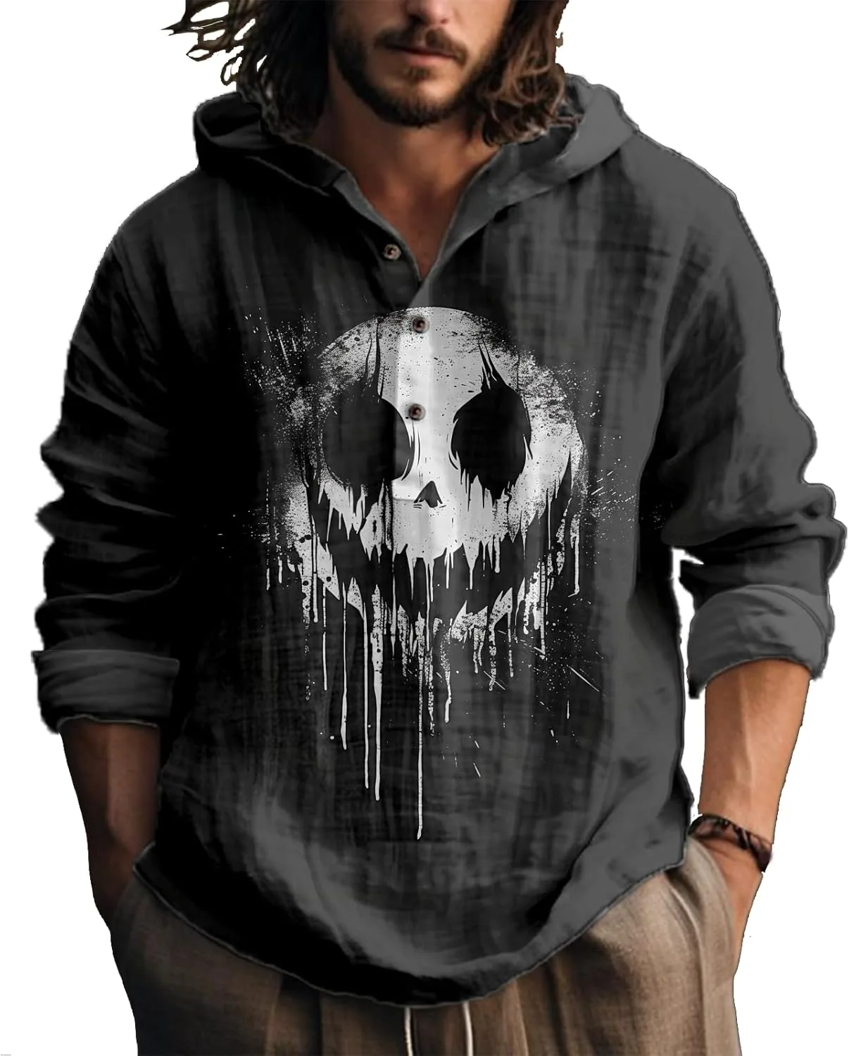 Толстовка с капюшоном на пуговицах, мужская, свободного кроя Biacolum
Толстовка с капюшоном на пуговицах, мужская, свободного кроя Biacolum