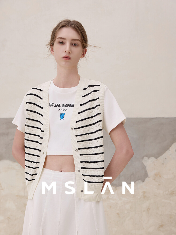 Вязаный жилет Mslan в контрастную полоску, шиншилла коричневая
Вязаный жилет Mslan в контрастную полоску, шиншилла коричневая