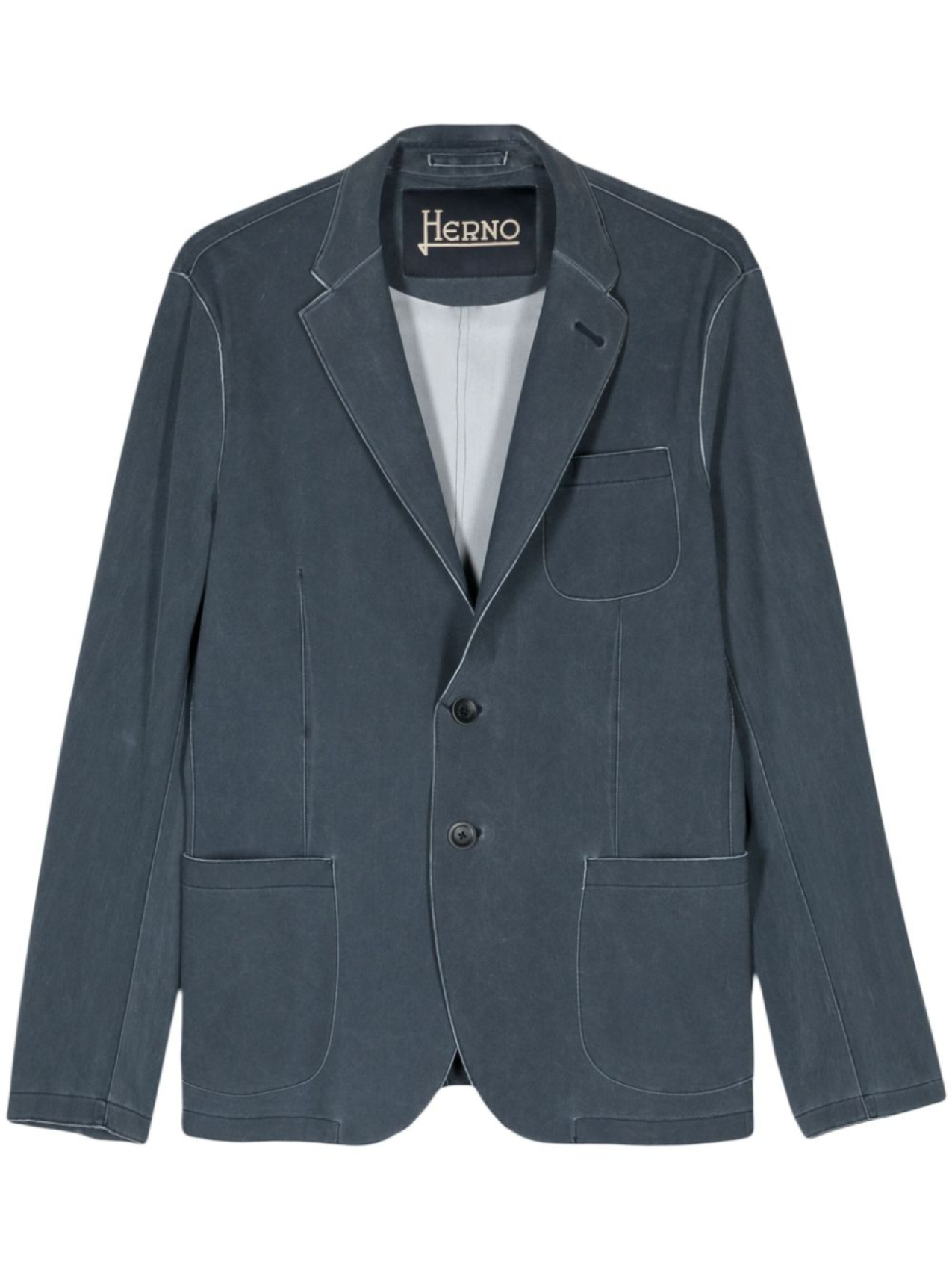 Herno однобортный пиджак с открытыми швами, синий
Herno однобортный пиджак с открытыми швами, синий
