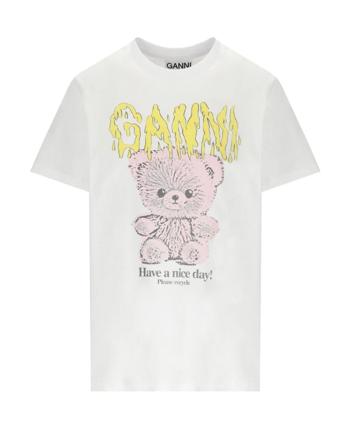 Хлопковая футболка с принтом "плюшевый мишка" спереди Ganni, белый
Хлопковая футболка с принтом "плюшевый мишка" спереди Ganni, белый
