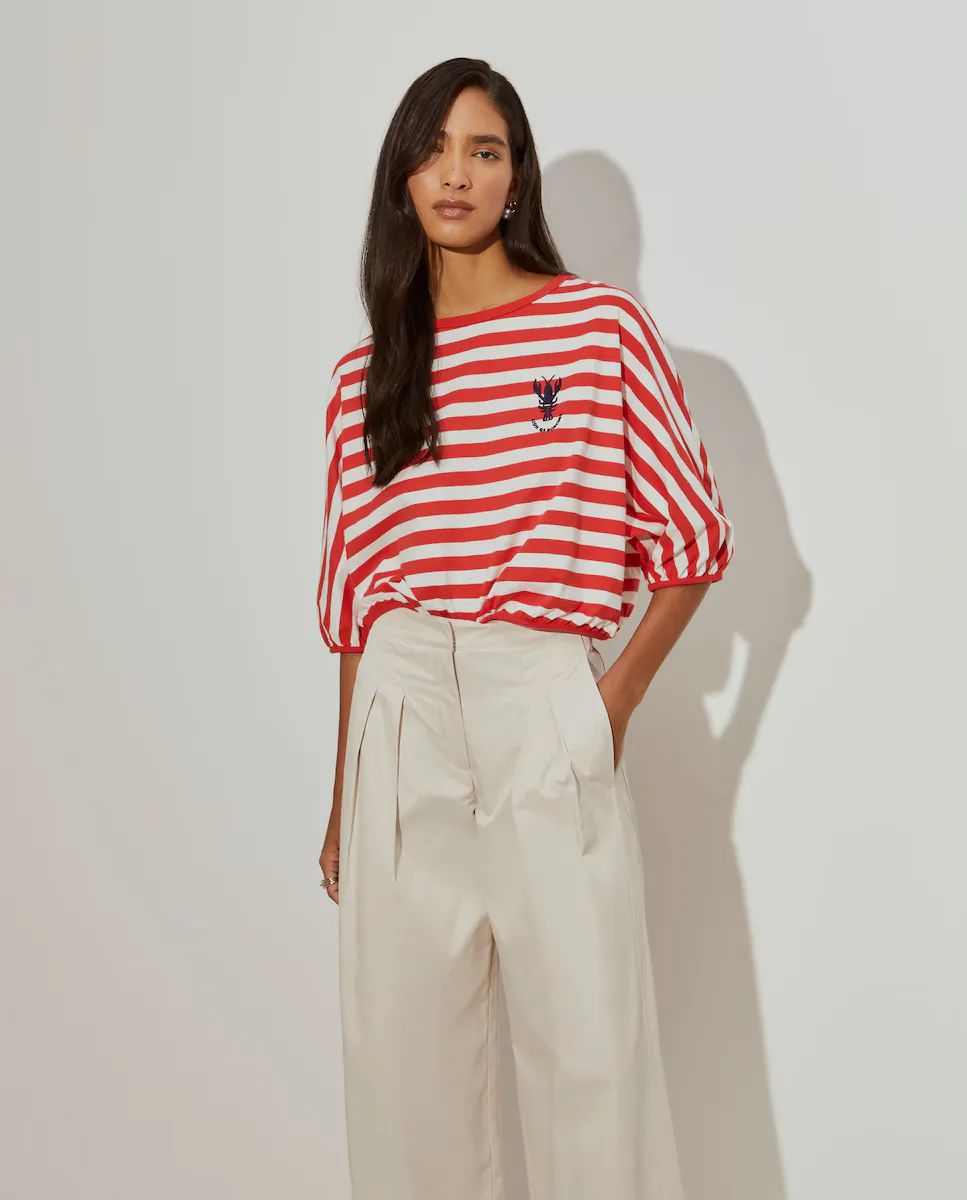 Женская короткая футболка в полоску Lion of Porches, красный
Женская короткая футболка в полоску Lion of Porches, красный