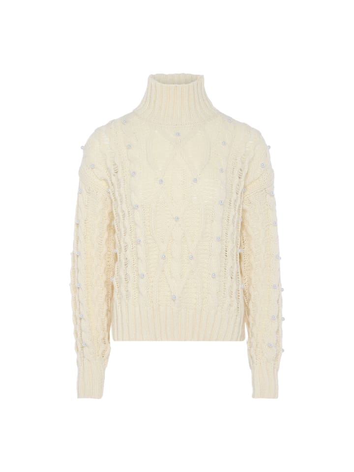 Женский свитер с жемчугом в кремово-белом цвете faina
Женский свитер с жемчугом в кремово-белом цвете faina