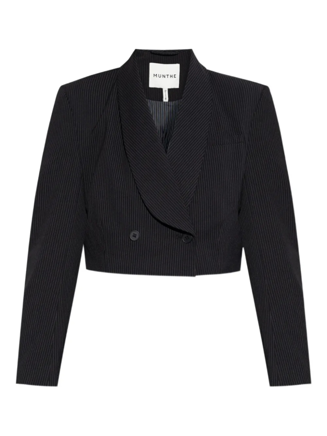 Укороченный блейзер в тонкую полоску MUNTHE, черный
Укороченный блейзер в тонкую полоску MUNTHE, черный