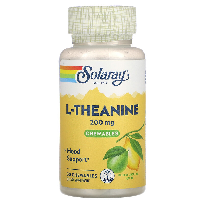 Solaray, L-Theanine, Natural Lemon-Lime, 200 mg, 30 Chewables
Solaray, L-Theanine, Natural Lemon-Lime, 200 mg, 30 Chewables
