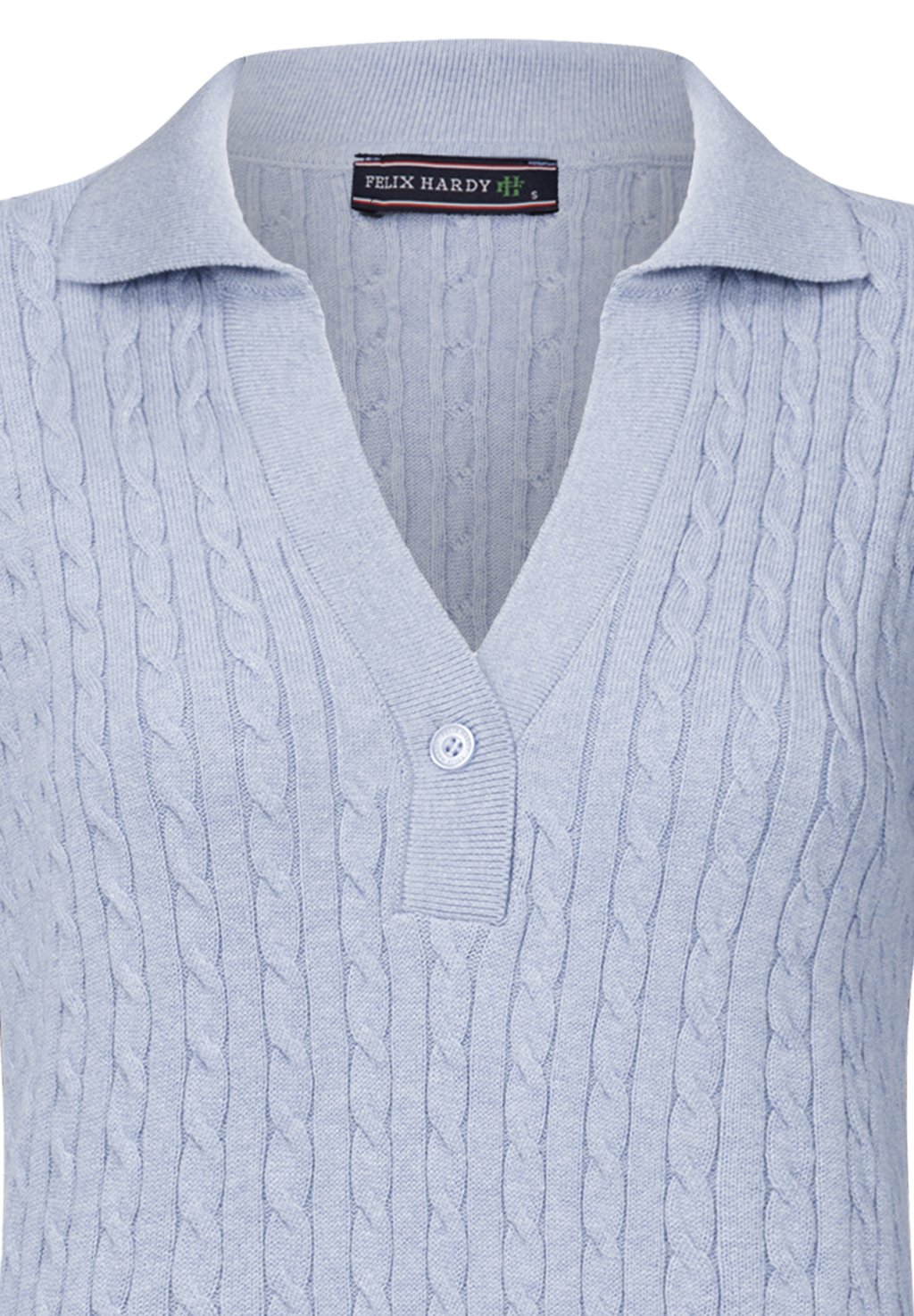 Платье-футляр WITH A SINGLE BUTTON DETAIL AND CABLE PATTERN Felix Hardy, светло-голубой 
Платье-футляр WITH A SINGLE BUTTON DETAIL AND CABLE PATTERN Felix Hardy, светло-голубой