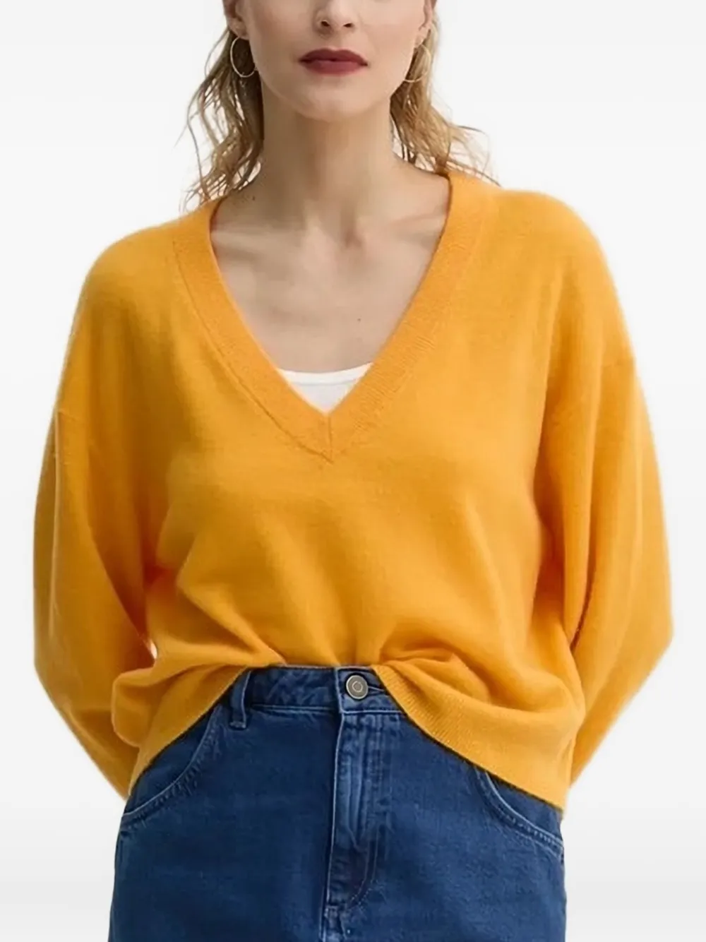 Свитер с V-образным вырезом из смеси шерсти и кашемира American Vintage, оранжевый
Свитер с V-образным вырезом из смеси шерсти и кашемира American Vintage, оранжевый