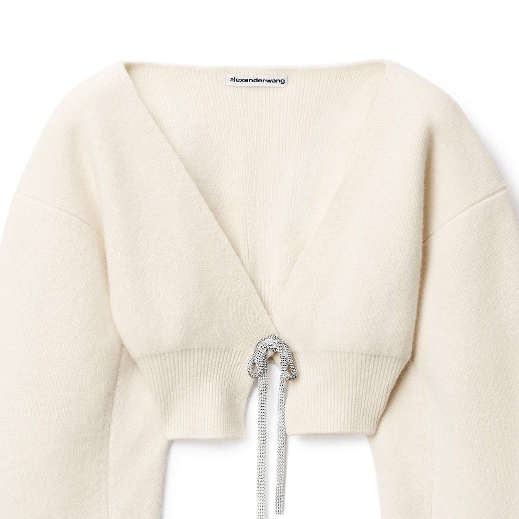 Кардиган укороченный с V-образным вырезом Alexander Wang, бежевый 
Кардиган укороченный с V-образным вырезом Alexander Wang, бежевый