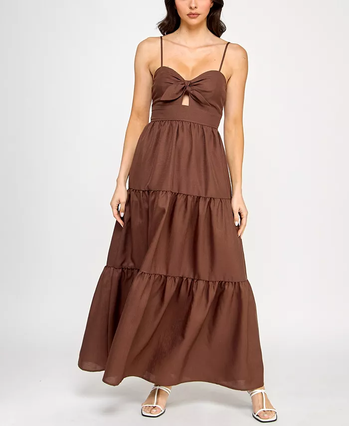 Платье-клеш с ярусами и вырезом-замочной скважиной для юниоров Trixxi, коричневый 
Платье-клеш с ярусами и вырезом-замочной скважиной для юниоров Trixxi, коричневый