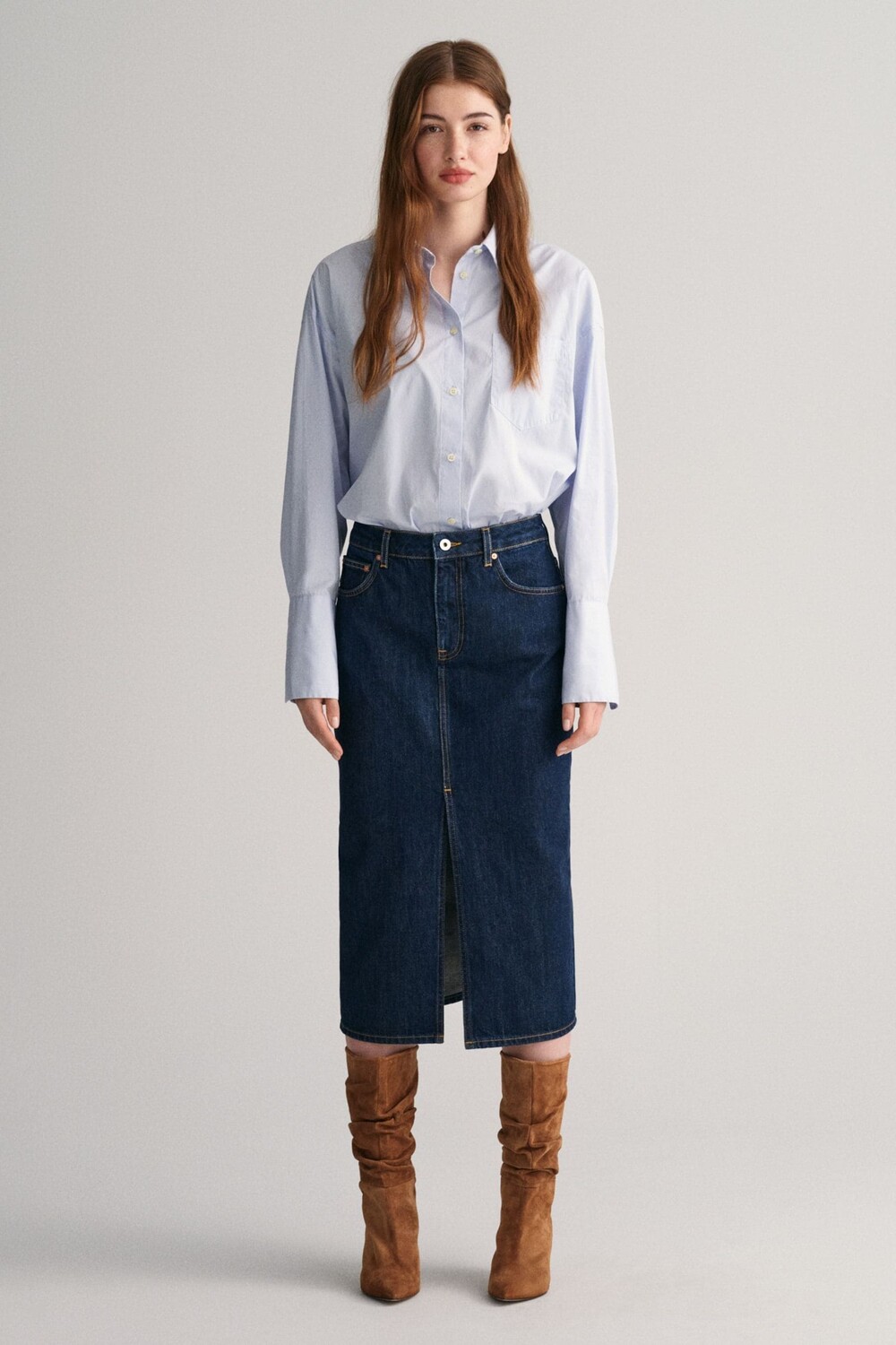 Узкая джинсовая юбка-карандаш миди Gant, синий
Узкая джинсовая юбка-карандаш миди Gant, синий