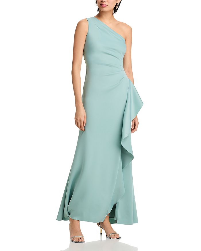 Платье с одним плечом и рюшами - Exclusive AQUA, зеленый 
Платье с одним плечом и рюшами - Exclusive AQUA, зеленый