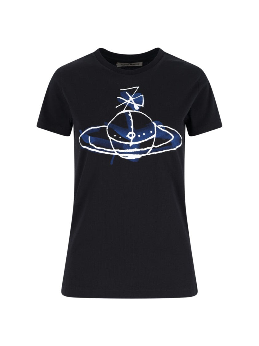 Классическая черная футболка с принтом культового шара Vivienne Westwood
Классическая черная футболка с принтом культового шара Vivienne Westwood