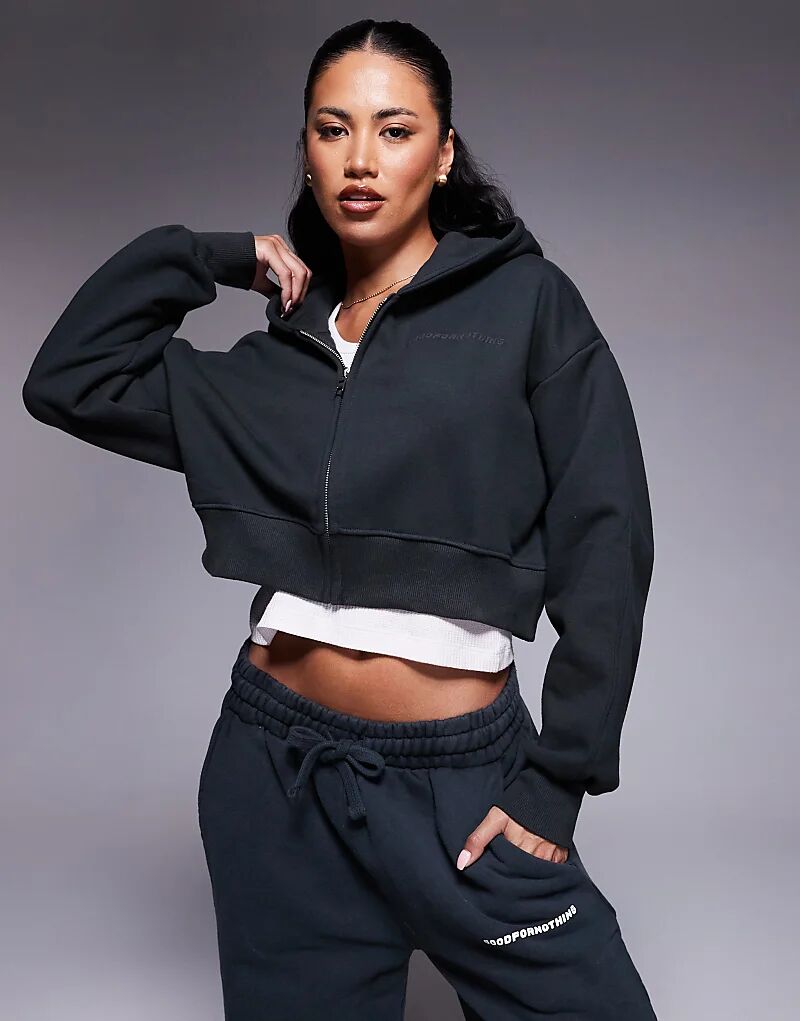 Good For Nothing Vintage Укороченная толстовка с капюшоном на молнии черного цвета
Good For Nothing Vintage Укороченная толстовка с капюшоном на молнии черного цвета