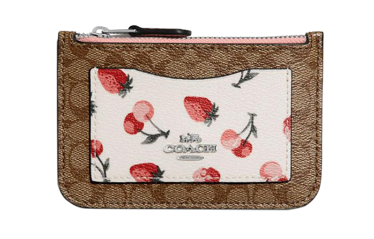 Коучи Сумка на молнии из холста с кожаным кардхолдером, мини-кошелек для монет женский цвет хаки и белый 
Коучи Сумка на молнии из холста с кожаным кардхолдером, мини-кошелек для монет женский цвет хаки и белый