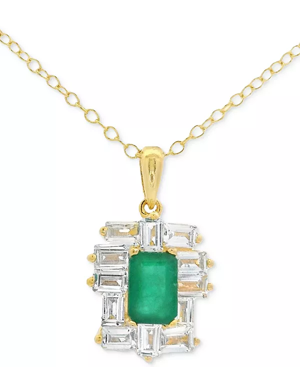 Ожерелье с подвеской багетной формы из драгоценных камней изумрудной огранки и белого топаза (1-1/5 карата), покрытое 10-каратным золотом поверх стерлингового серебра, 18 дюймов Macy'S, emerald
Ожерелье с подвеской багетной формы из драгоценных камней изумрудной огранки и белого топаза (1-1/5 карата), покрытое 10-каратным золотом поверх стерлингового серебра, 18 дюймов Macy'S, emerald