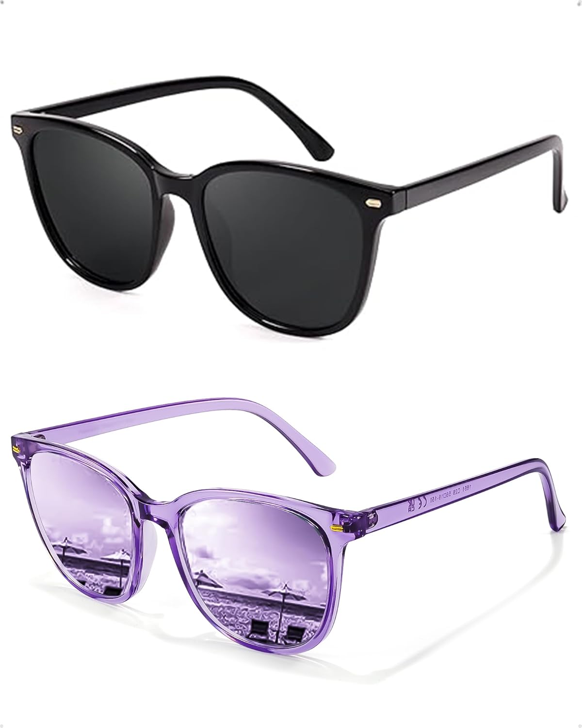 FIMILU 2 пары солнцезащитных очков для женщин, поляризованные линзы с защитой UV400, большая оправа, модные очки, стильные и стильные, C8 (2 Pack) Black+fadepurple/Purple
FIMILU 2 пары солнцезащитных очков для женщин, поляризованные линзы с защитой UV400, большая оправа, модные очки, стильные и стильные, C8 (2 Pack) Black+fadepurple/Purple