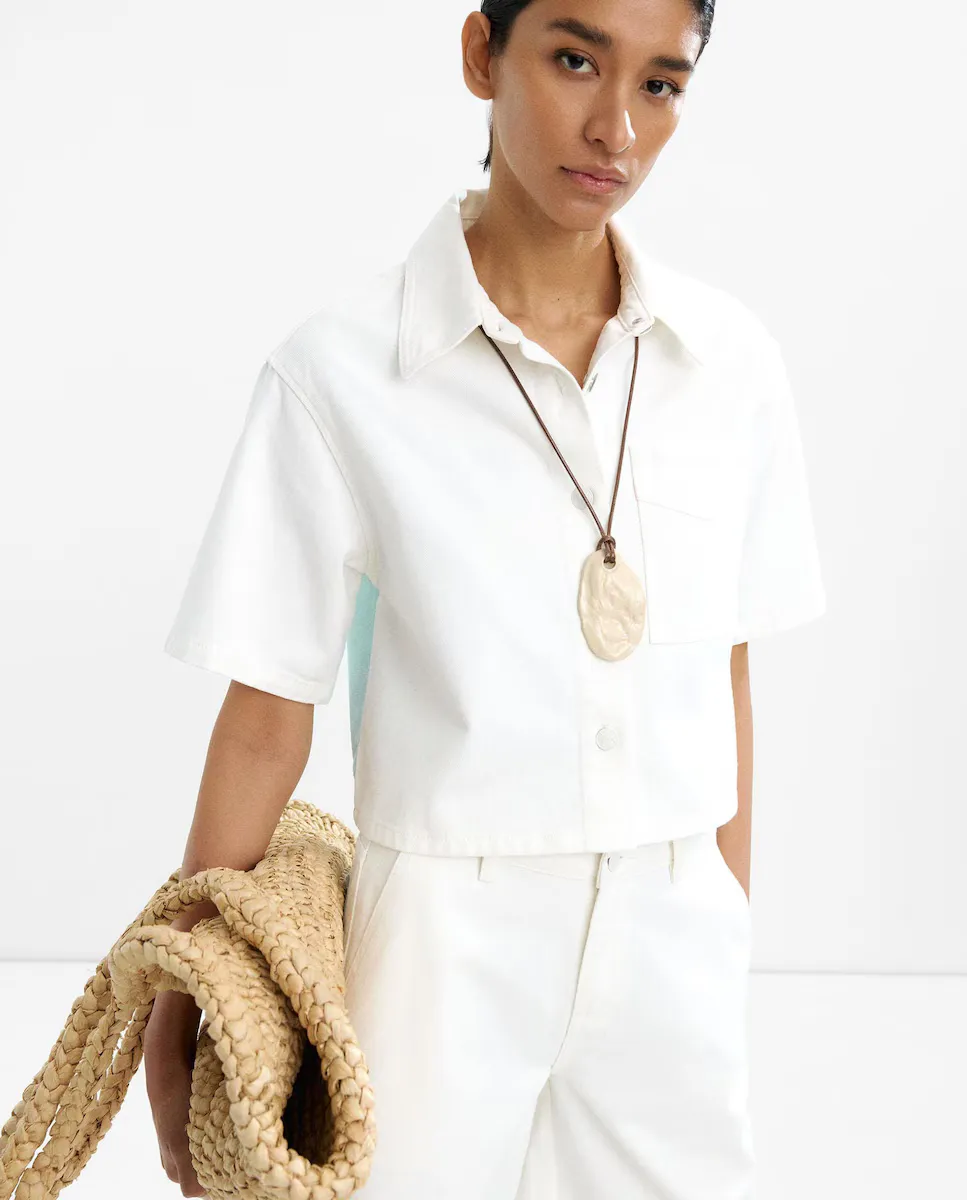 Женская рубашка 100% хлопок кроп с коротким рукавом Parfois, белый
Женская рубашка 100% хлопок кроп с коротким рукавом Parfois, белый