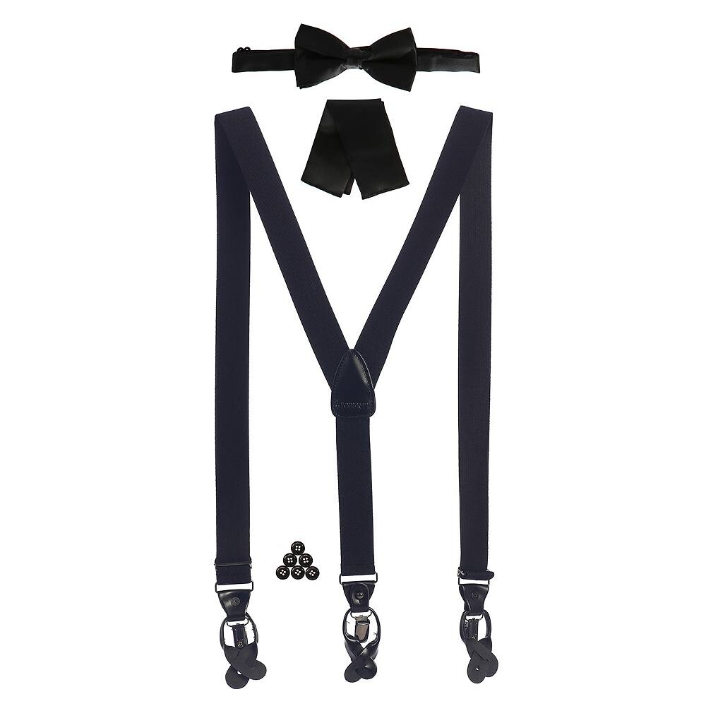 Мужские трансформируемые подтяжки, галстук-бабочка и носовой платок Gioberti, черный
Мужские трансформируемые подтяжки, галстук-бабочка и носовой платок Gioberti, черный