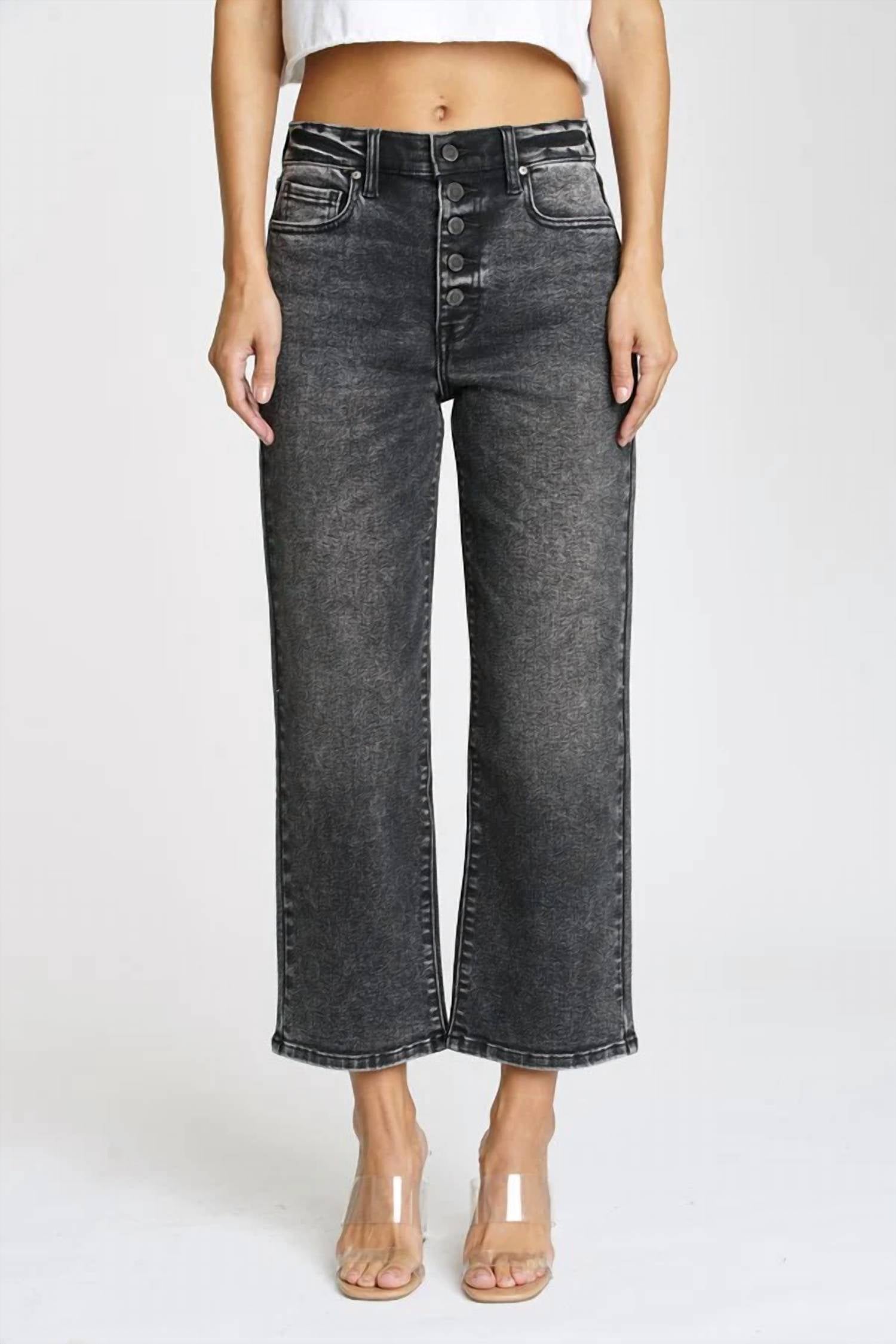 Черные укороченные джинсы с высокой посадкой и широкими штанинами Eunina
Черные укороченные джинсы с высокой посадкой и широкими штанинами Eunina