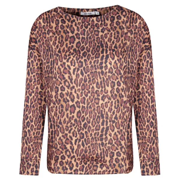 Леопардовая блузка свободного кроя Na-Kd, коричневый
Леопардовая блузка свободного кроя Na-Kd, коричневый