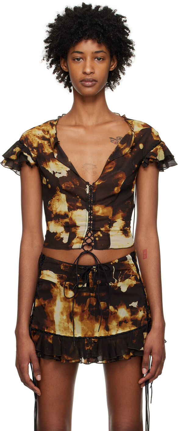 Коричневая блузка с фестонами KNWLS
Коричневая блузка с фестонами KNWLS