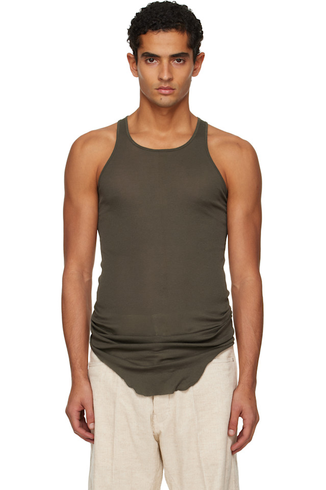 Rick Owens Хаки Concordians базовая ребристая майка
Rick Owens Хаки Concordians базовая ребристая майка