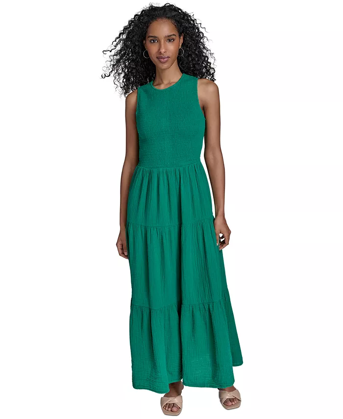 Женское хлопковое платье макси с присборенными ярусами Calvin Klein, зеленый
Женское хлопковое платье макси с присборенными ярусами Calvin Klein, зеленый