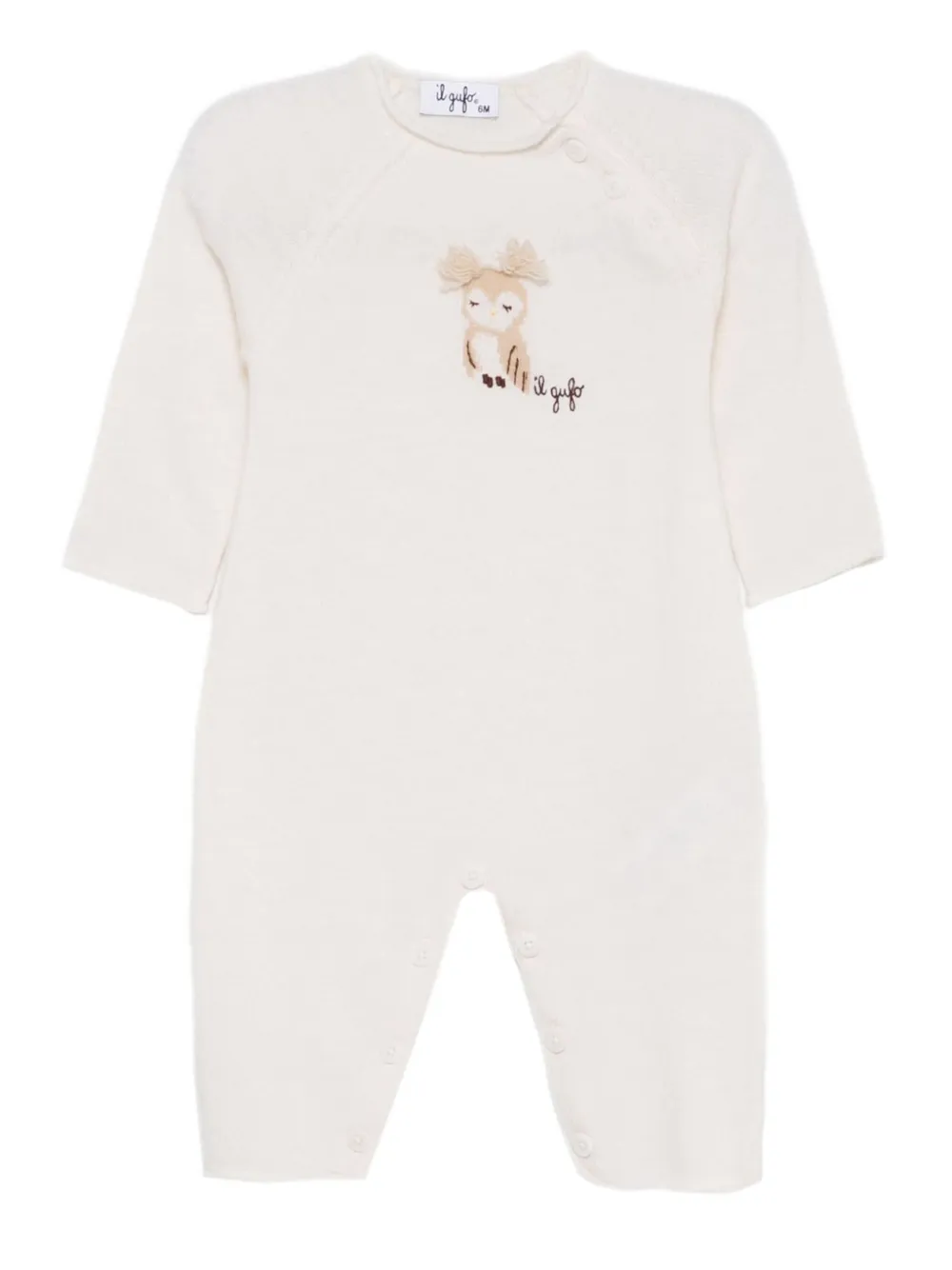Комбинезон на пуговицах с рисунком совы Il Gufo, белый
Комбинезон на пуговицах с рисунком совы Il Gufo, белый
