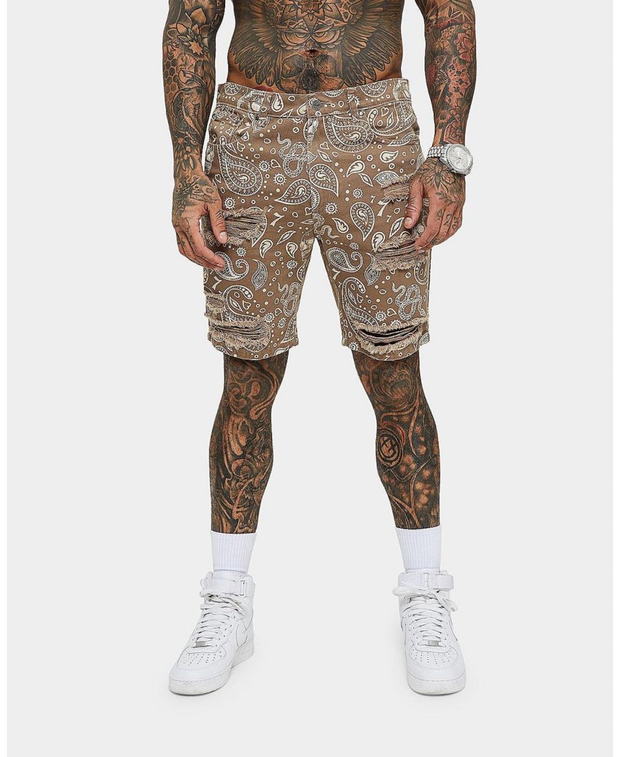 Мужские джинсовые шорты с узором пейсли и черепами SAINT MORTA, Vintage brown
Мужские джинсовые шорты с узором пейсли и черепами SAINT MORTA, Vintage brown