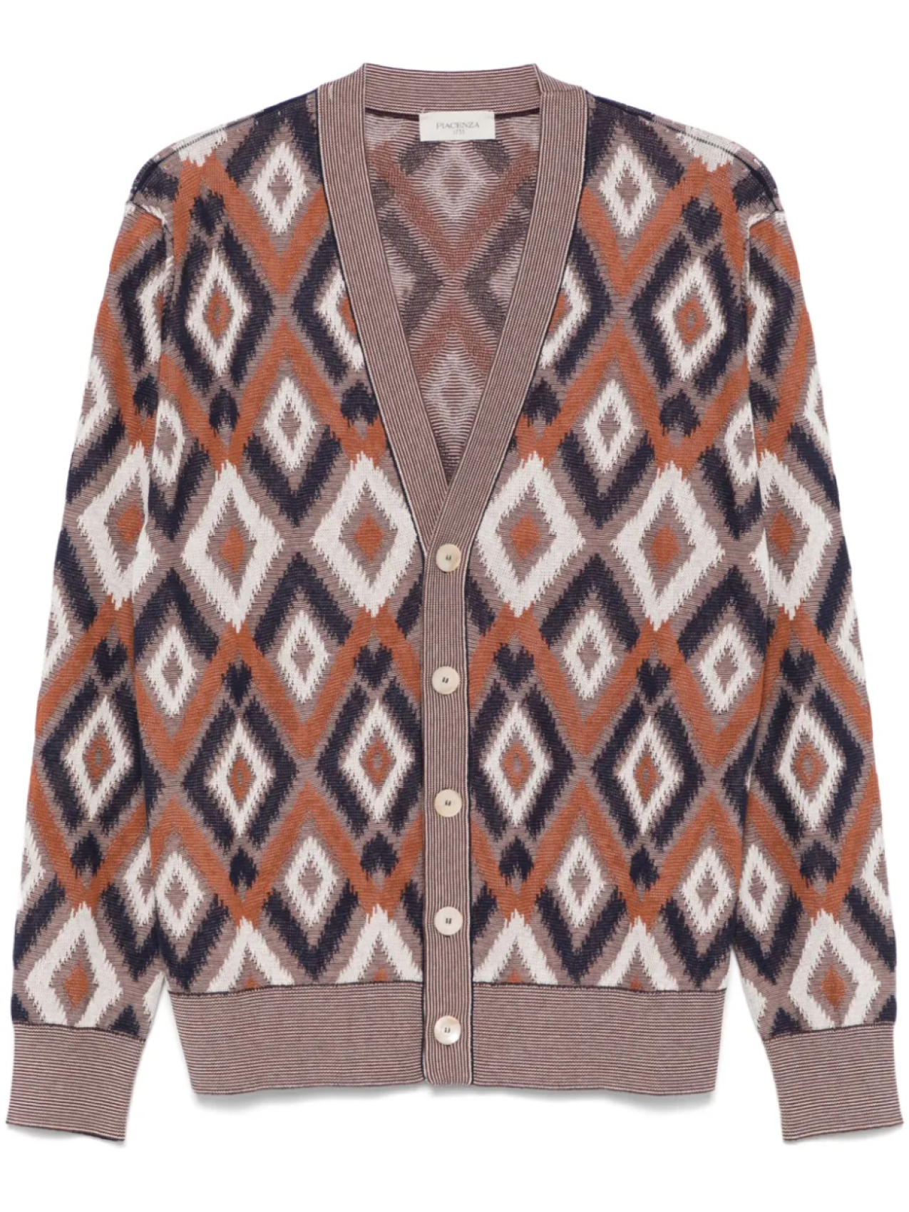 Piacenza Cashmere жаккардовый кардиган с узором, коричневый
Piacenza Cashmere жаккардовый кардиган с узором, коричневый