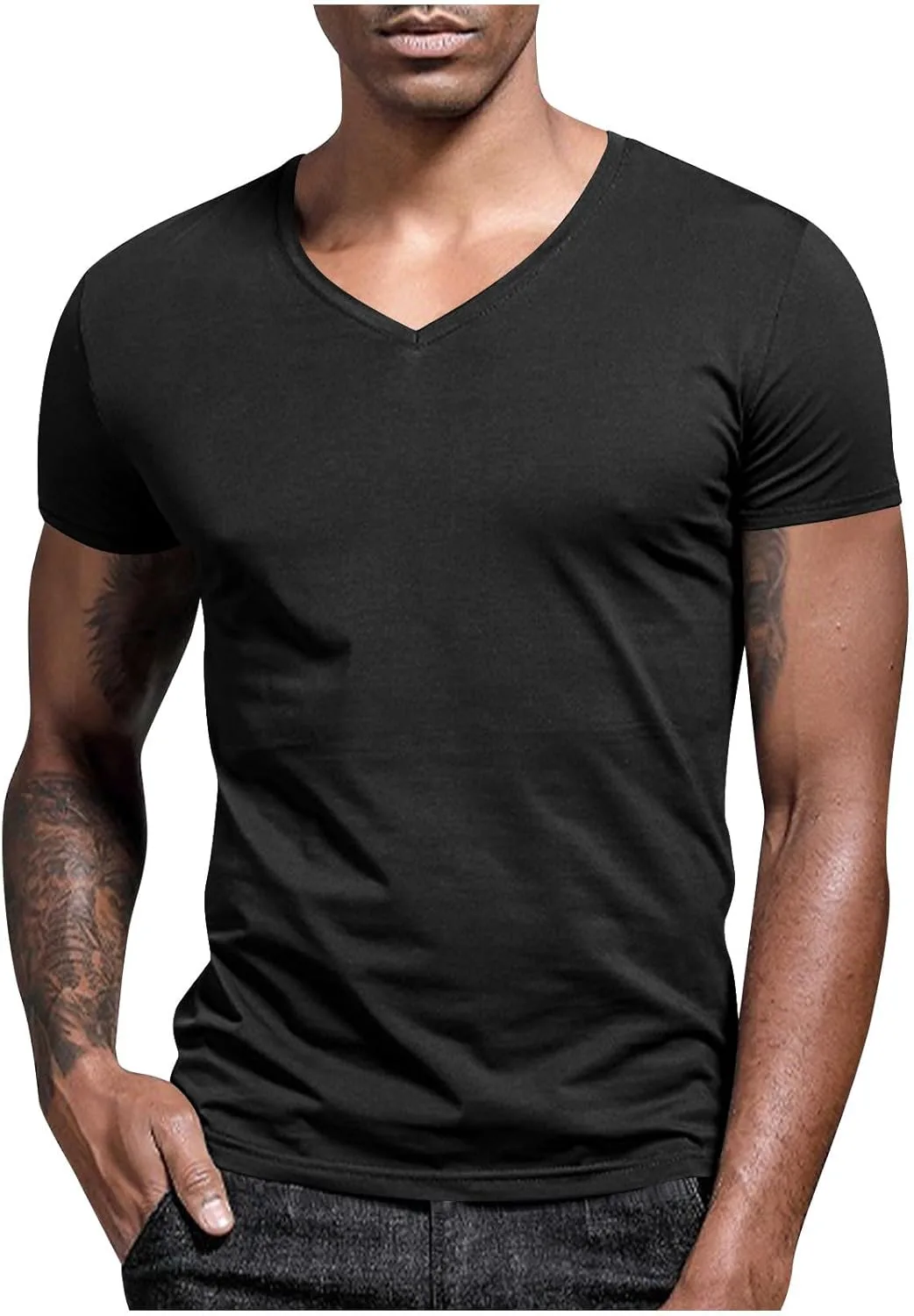 Мужская футболка с V-образным вырезом, однотонная, летняя Sdeycui
Мужская футболка с V-образным вырезом, однотонная, летняя Sdeycui