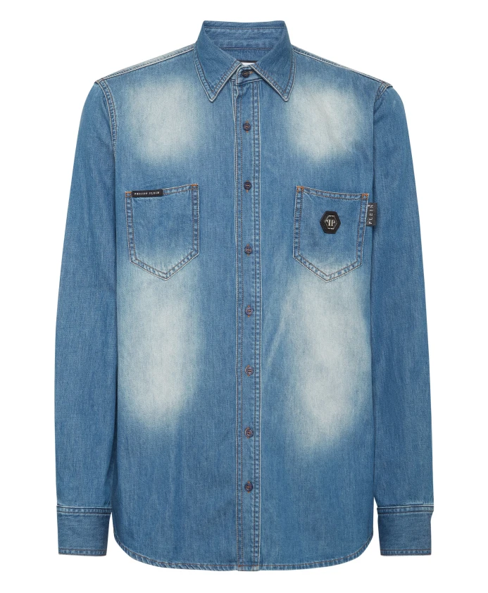 Джинсовая рубашка с длинными рукавами, с изображением черепа и костей. Philipp Plein, синий
Джинсовая рубашка с длинными рукавами, с изображением черепа и костей. Philipp Plein, синий