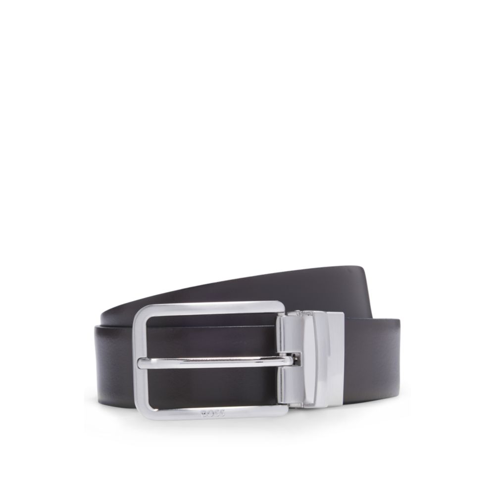 Двусторонний ремень из зернистой и гладкой кожи BOSS, черный
Двусторонний ремень из зернистой и гладкой кожи BOSS, черный