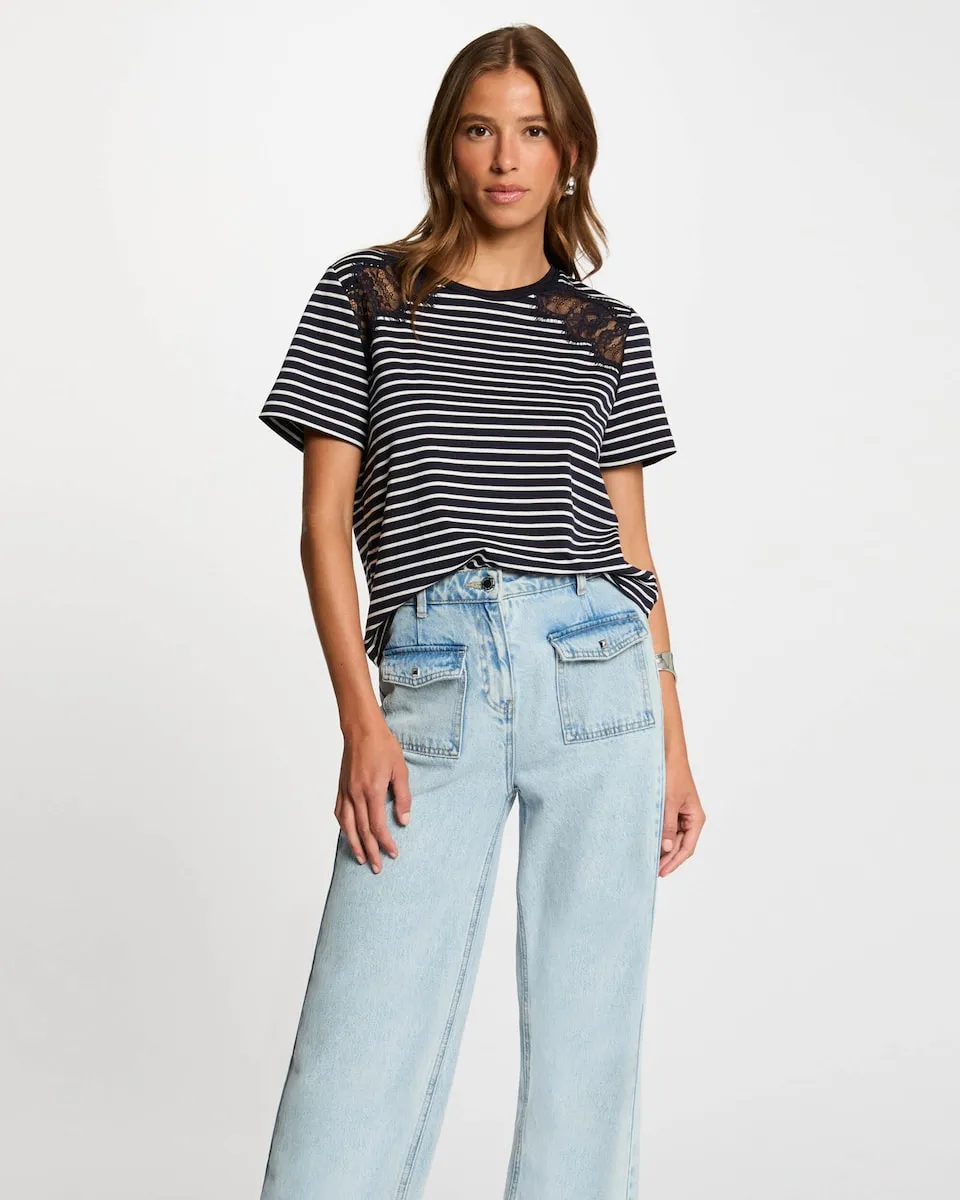 Женская футболка с коротким рукавом и полосками Morgan, черный/белый
Женская футболка с коротким рукавом и полосками Morgan, черный/белый